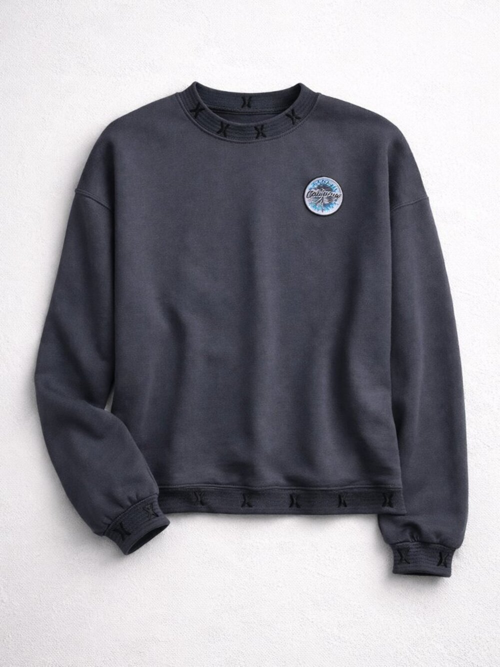 NWT Savage x Fenty Essential Holographic 3D Logo-Trim Oversized Sweatshirt Grey